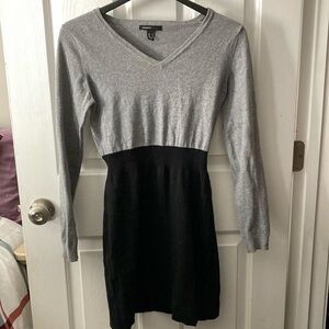 Gray and Black V-Neck Dress